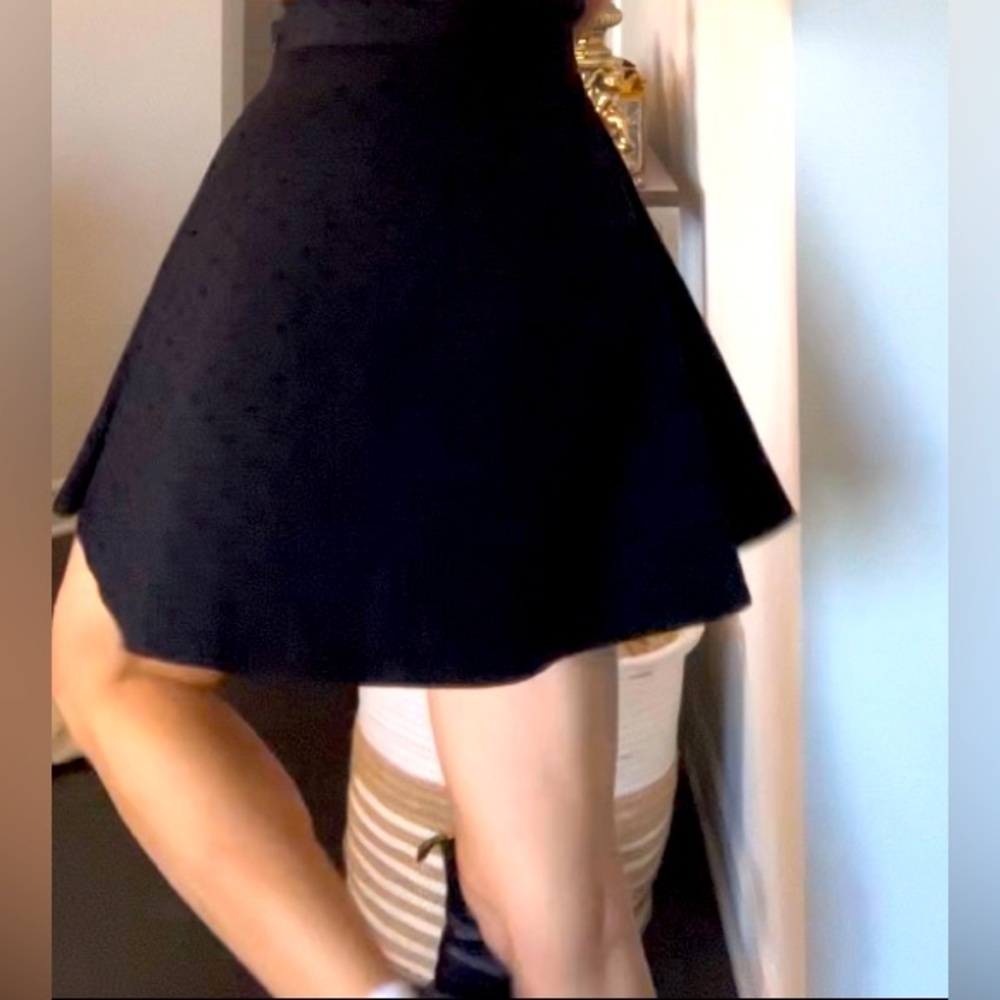 Polka dots black on black skater skirt​ - Picture 3 of 4